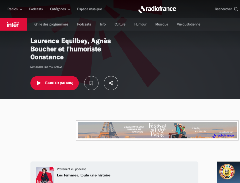 Actualités Agnès Boucher Autrice France Inter
